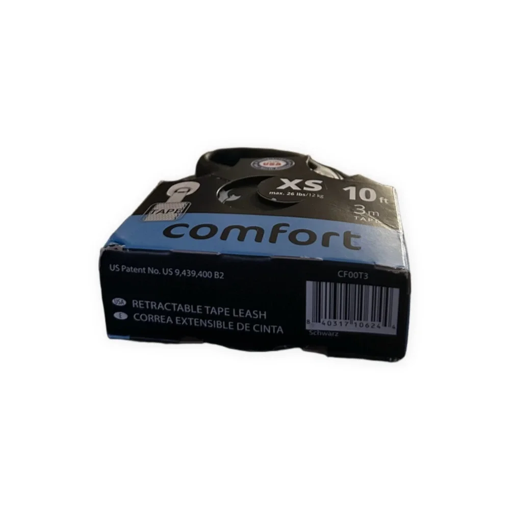 Flexi New Comfort XS Retractable Tape Leash, 10 ft (3m), Black